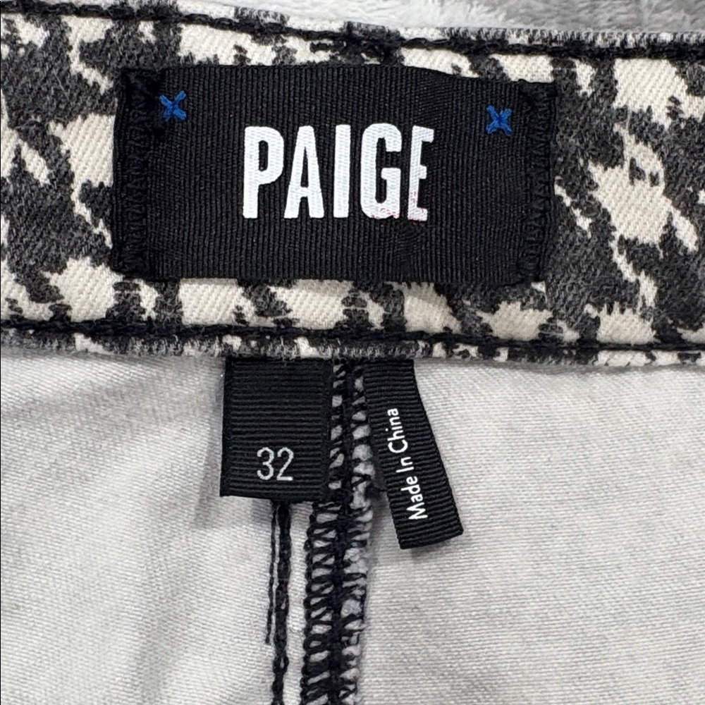 PAIGE Grey and White Houndstooth Women's Straight Leg Jeans - Picture 4 of 10